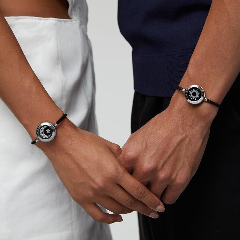 Totwoo Long Distance Touch Bracelet with Milan Rope Sun&Moon Single One Functional Love Connect Gift for Boyfriend or Girlfriend or Your Familay