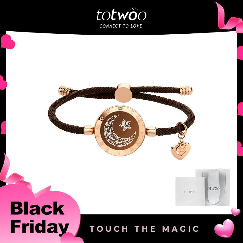 Totwoo Long Distance Touch Bracelet with Milan Rope Sun&Moon Single One Functional Love Connect Gift for Boyfriend or Girlfriend or Your Familay