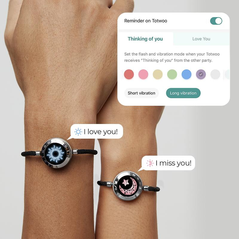 Totwoo Long Distance Touch Bracelet with Milan Rope Sun&Moon Single One Functional Love Connect Gift for Boyfriend or Girlfriend or Your Familay